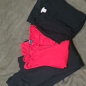 3 items all size XS 2 shirts red and black 1 black dress